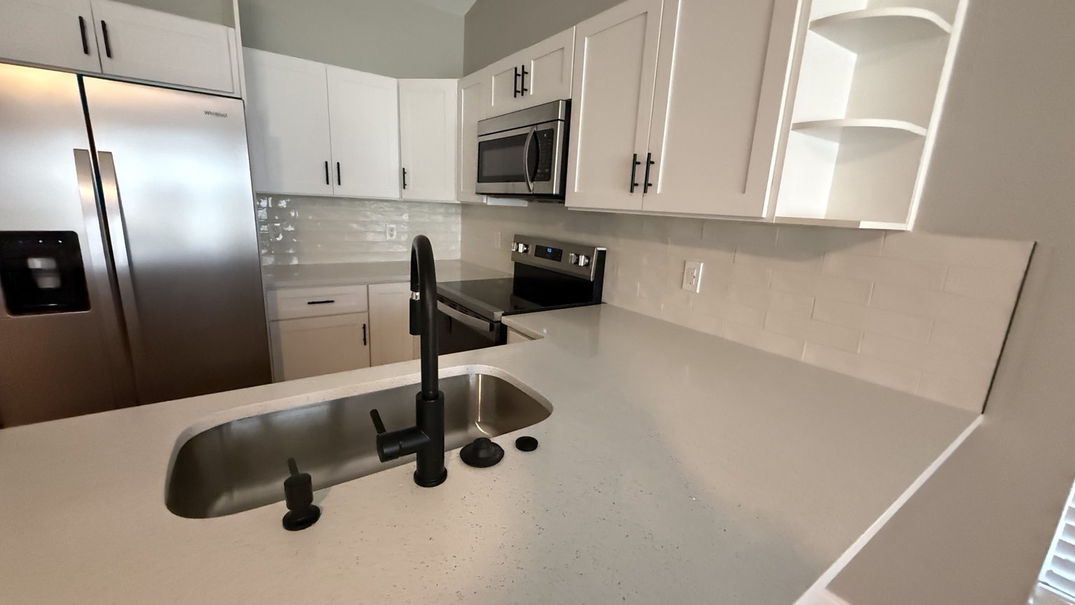Detail of installed white cabinets